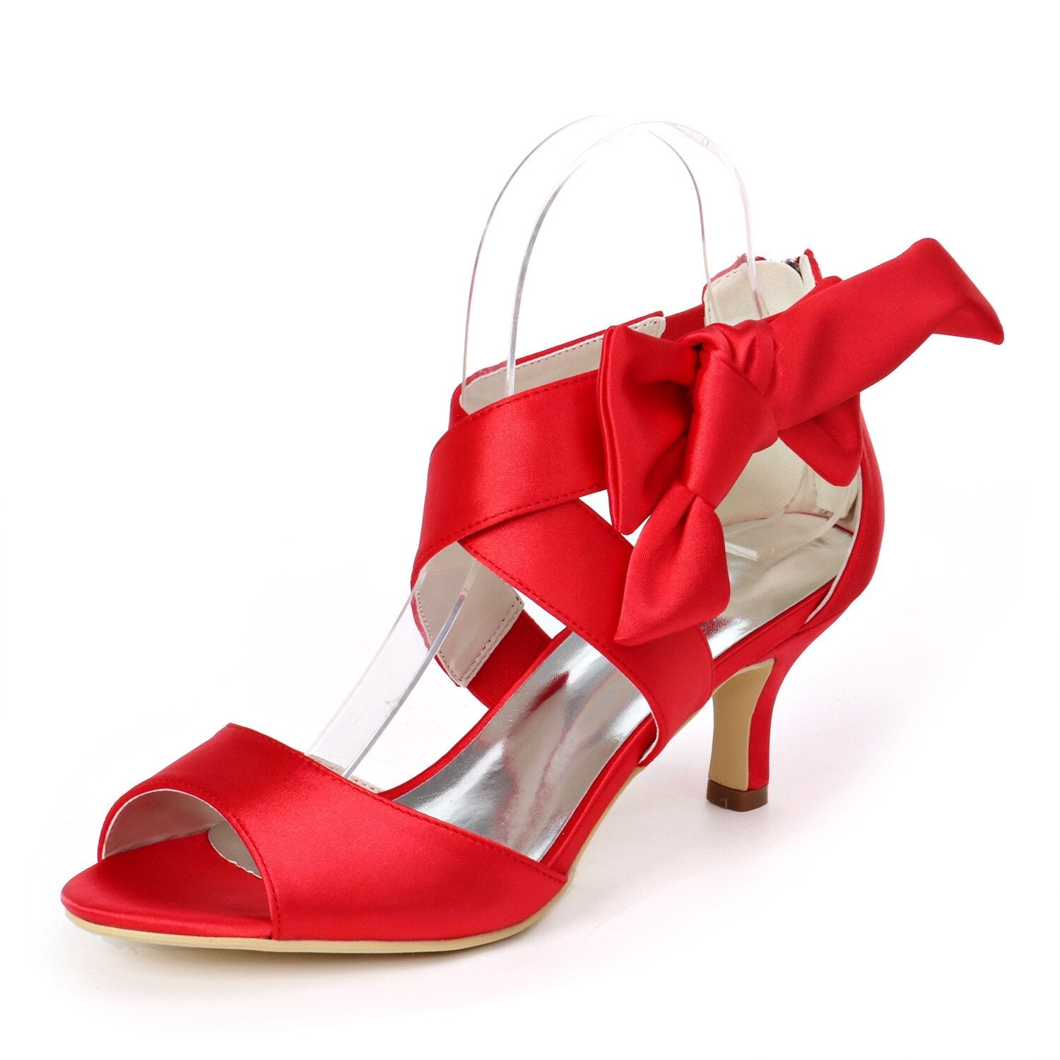 Mid Heels Satin Wedding Sandals for Bride Open Toe - LiveTrendsX