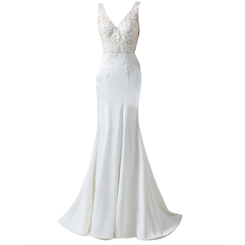 Middle waist Bridal Satin Mermaid Wedding Dress Trailer - LiveTrendsX