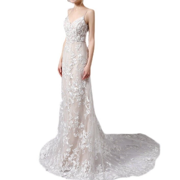 New Sling Lace Trailing Wedding Dress - LiveTrendsX
