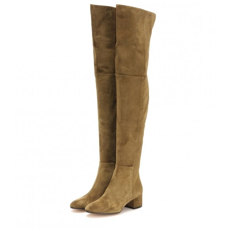 New Woman Round Toe Suede Thick Heels Over The Knee Boots - LiveTrendsX