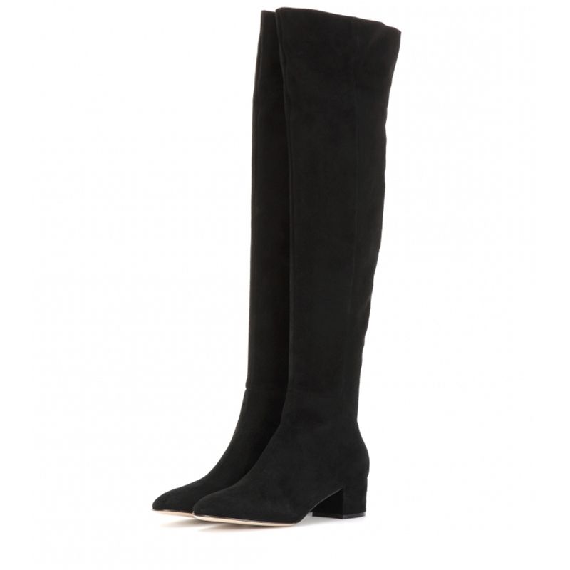 New Woman Round Toe Suede Thick Heels Over The Knee Boots - LiveTrendsX