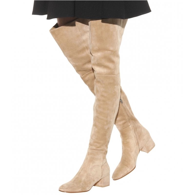 New Woman Round Toe Suede Thick Heels Over The Knee Boots - LiveTrendsX