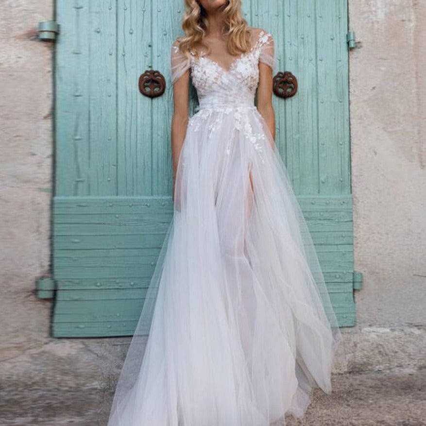 Off shoulder slim wedding dress - LiveTrendsX