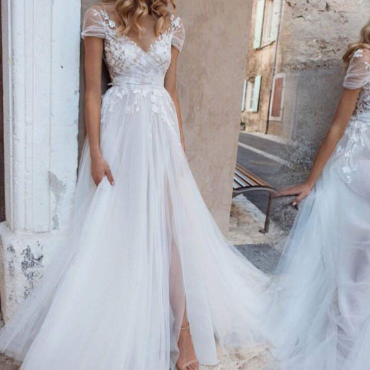 Off shoulder slim wedding dress - LiveTrendsX