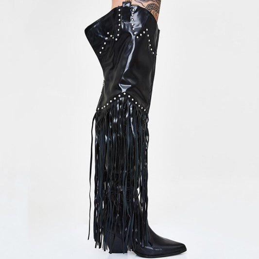 Over Knee Boots Women Pointed Toe Wedges Cowboy Boots - LiveTrendsX