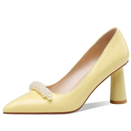 Pearl Decoration Shoes Women Elegant Fashion Sheepskin High Heel - LiveTrendsX