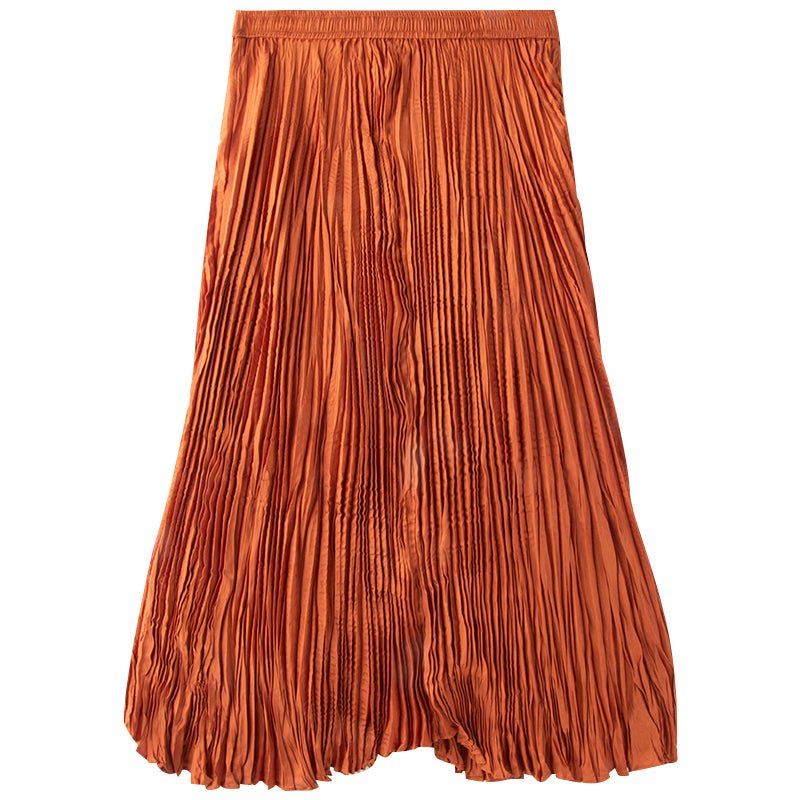 Pleated Embossed Textured Flowing Skirt - LiveTrendsX