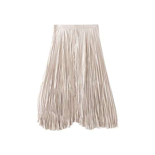 Pleated Embossed Textured Flowing Skirt - LiveTrendsX