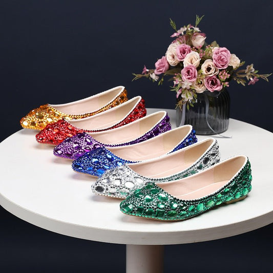 Pointed Toe Crystal Wedding shoes Bride Party dress shoes - LiveTrendsX