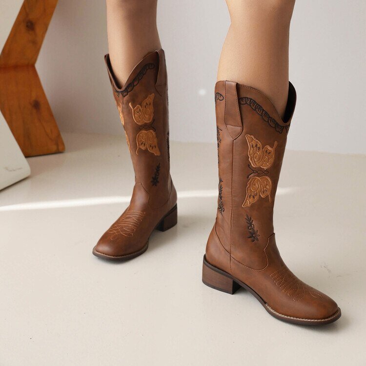 Pointed Toe Knee - High Boots Chunky Wedges Women Boots - LiveTrendsX