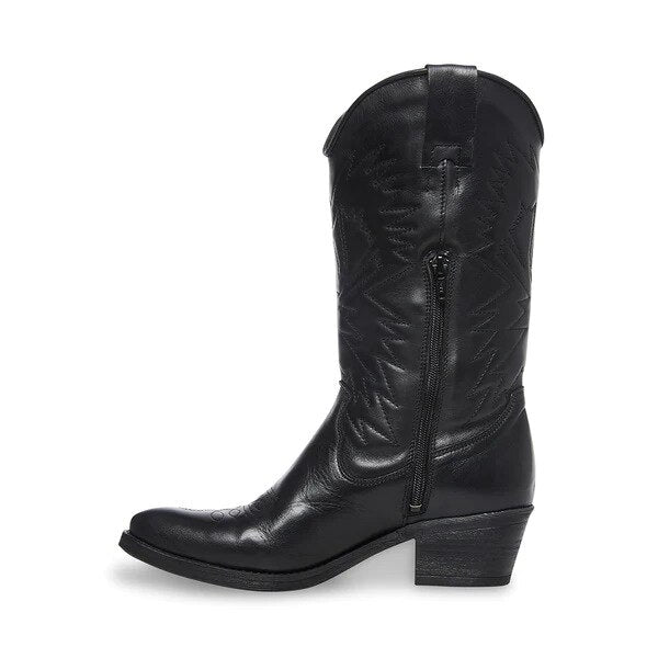 Pointed Toe Knee High Ladies Leather Motorcycle Boots - LiveTrendsX
