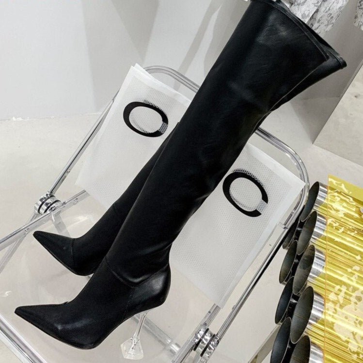 Pointed Toe Over The Knee Boots High Heel Party Shoes - LiveTrendsX