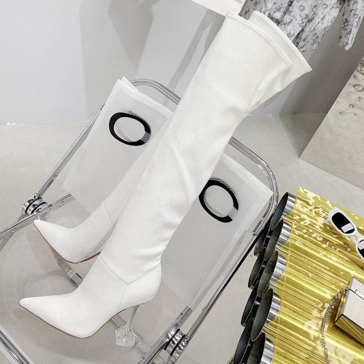 Pointed Toe Over The Knee Boots High Heel Party Shoes - LiveTrendsX