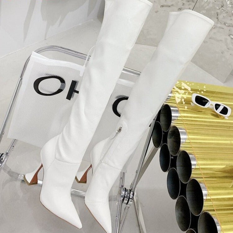 Pointed Toe Over The Knee Boots High Heel Party Shoes - LiveTrendsX