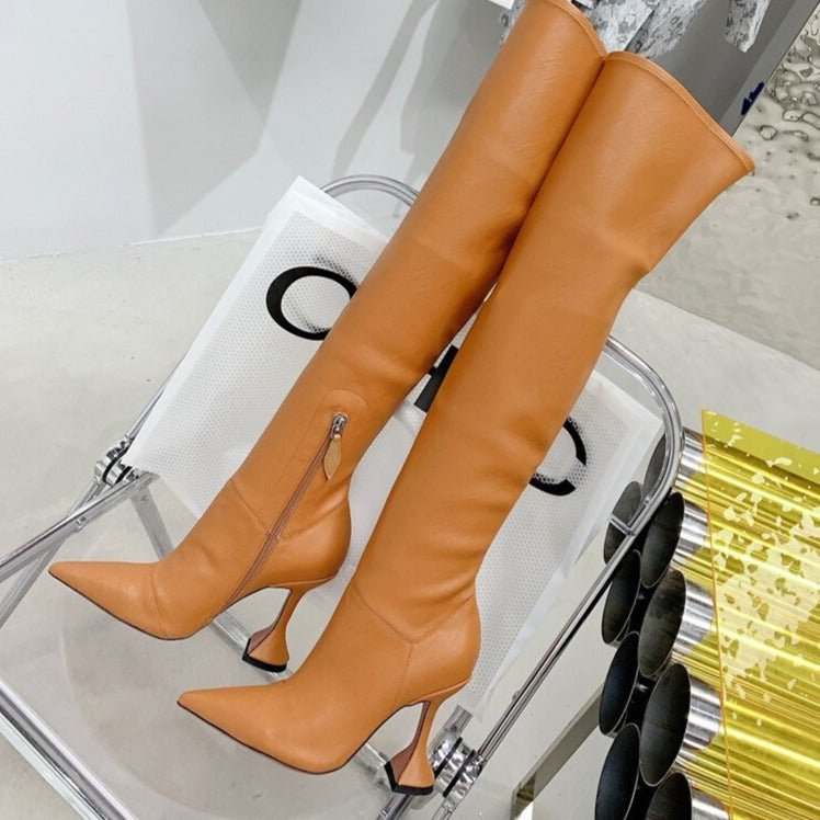 Pointed Toe Over The Knee Boots High Heel Party Shoes - LiveTrendsX