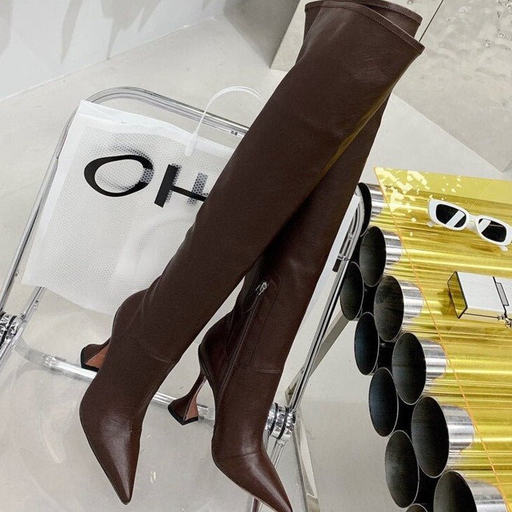 Pointed Toe Over The Knee Boots High Heel Party Shoes - LiveTrendsX