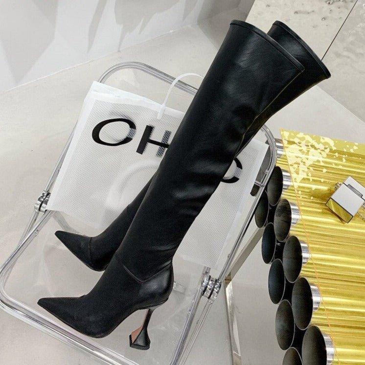 Pointed Toe Over The Knee Boots High Heel Party Shoes - LiveTrendsX