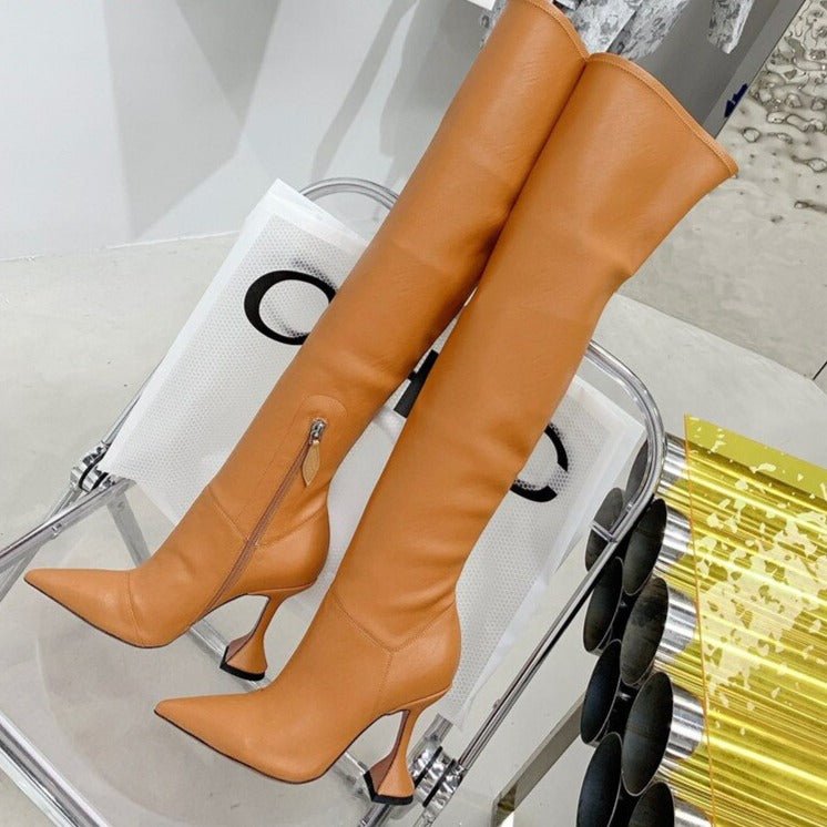 Pointed Toe Over The Knee Boots High Heel Party Shoes - LiveTrendsX