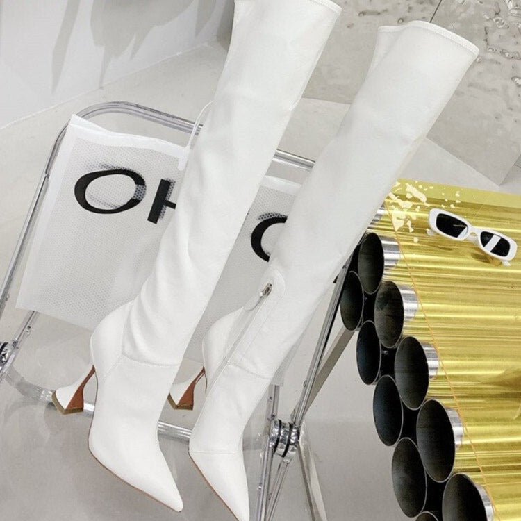 Pointed Toe Over The Knee Boots High Heel Party Shoes - LiveTrendsX
