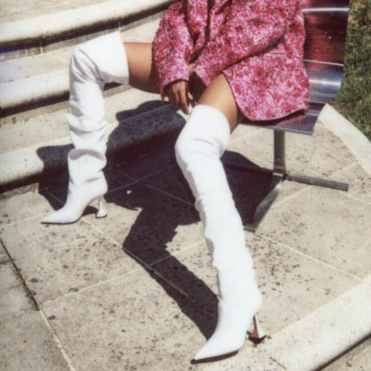 Pointed Toe Over The Knee Boots High Heel Party Shoes - LiveTrendsX