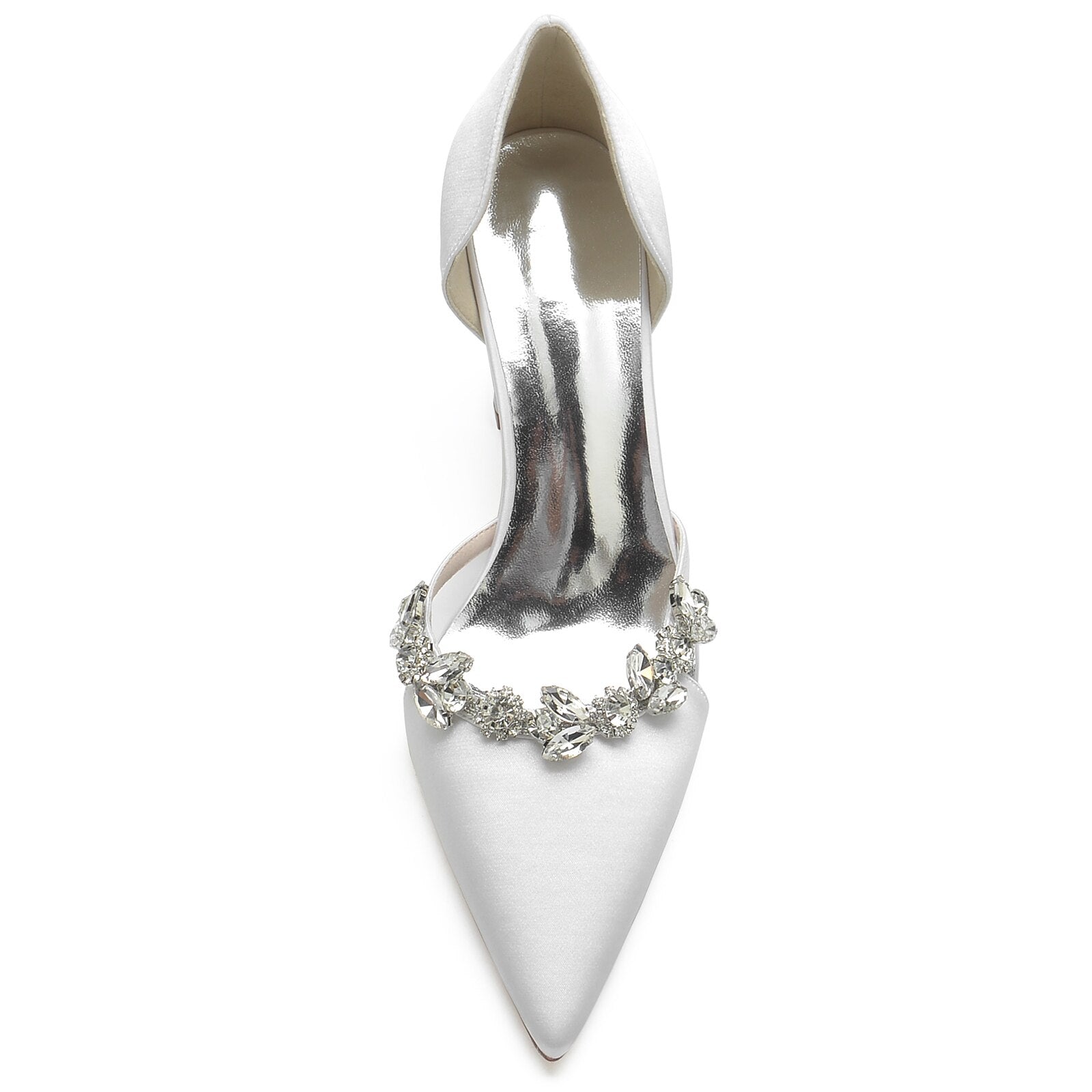 Pointed Toe Slip on Pumps with Crystal Trim Chain - LiveTrendsX