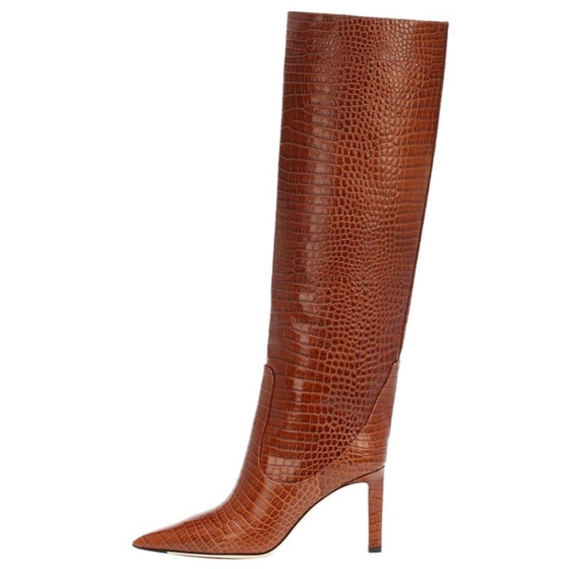 Pointed Toe Thin Heeled Ladies Sexy Long Fashion Catwalk Slip On Boots - LiveTrendsX