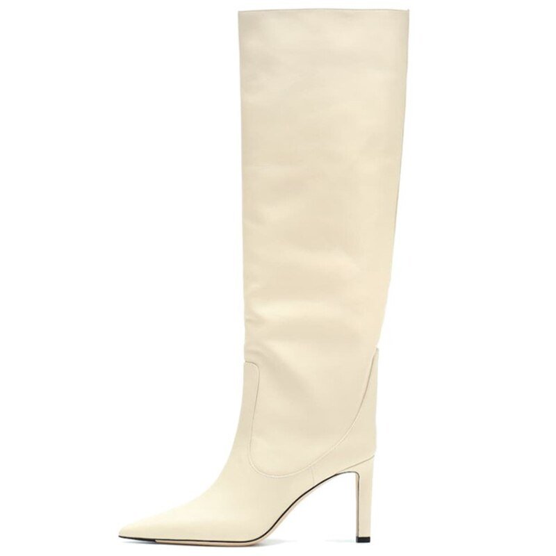 Pointed Toe Thin Heeled Ladies Sexy Long Fashion Catwalk Slip On Boots - LiveTrendsX