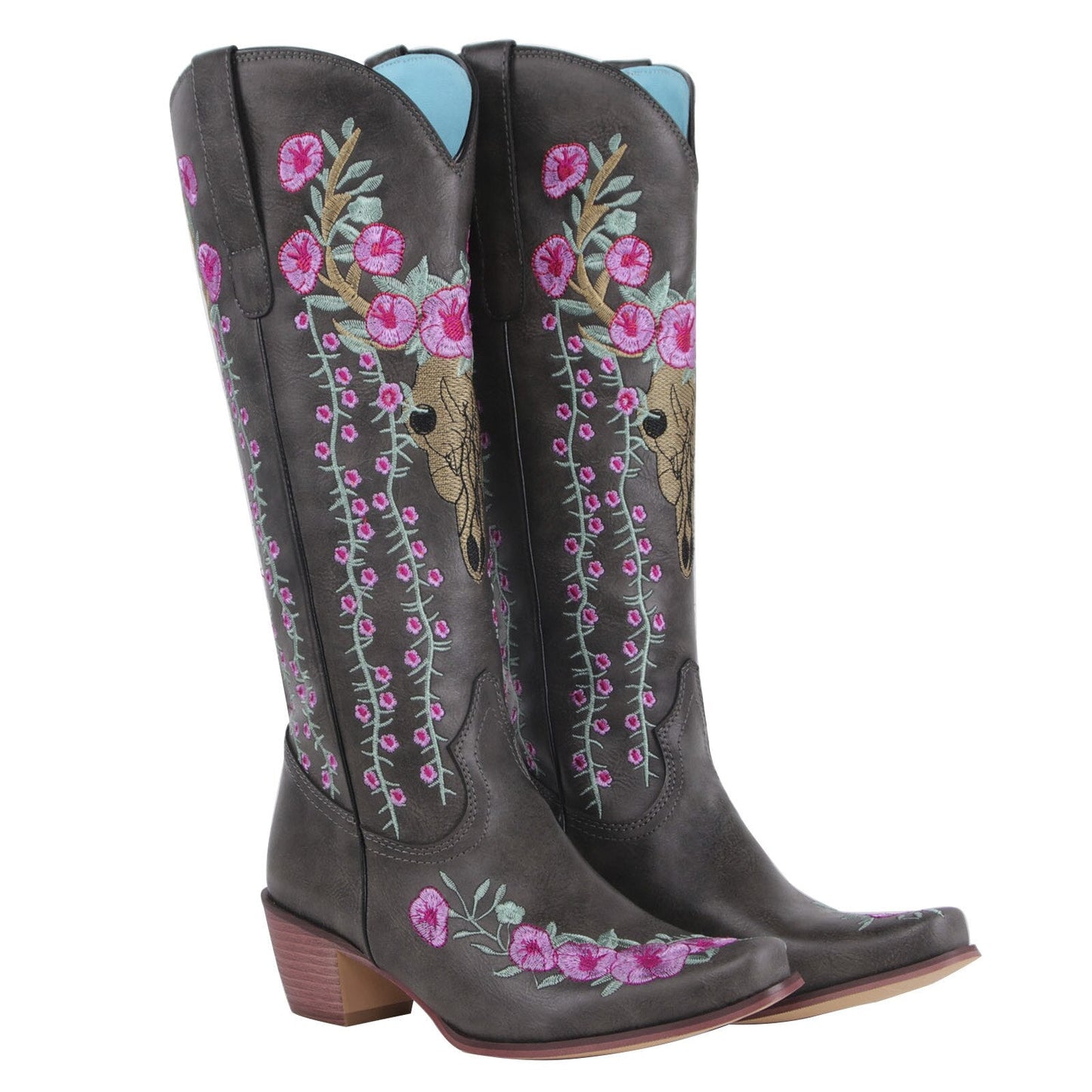 Prints Low Heels Motorcycle Riding Boots Shoes Ladies - LiveTrendsX