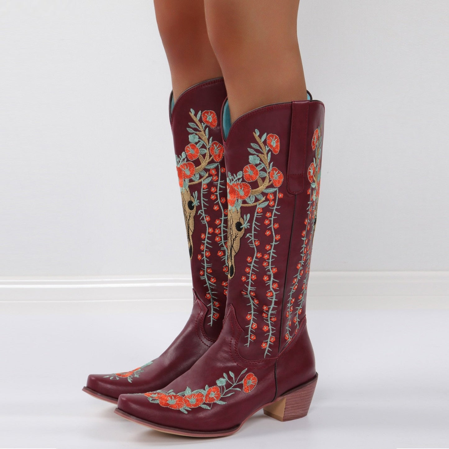 Prints Low Heels Motorcycle Riding Boots Shoes Ladies - LiveTrendsX