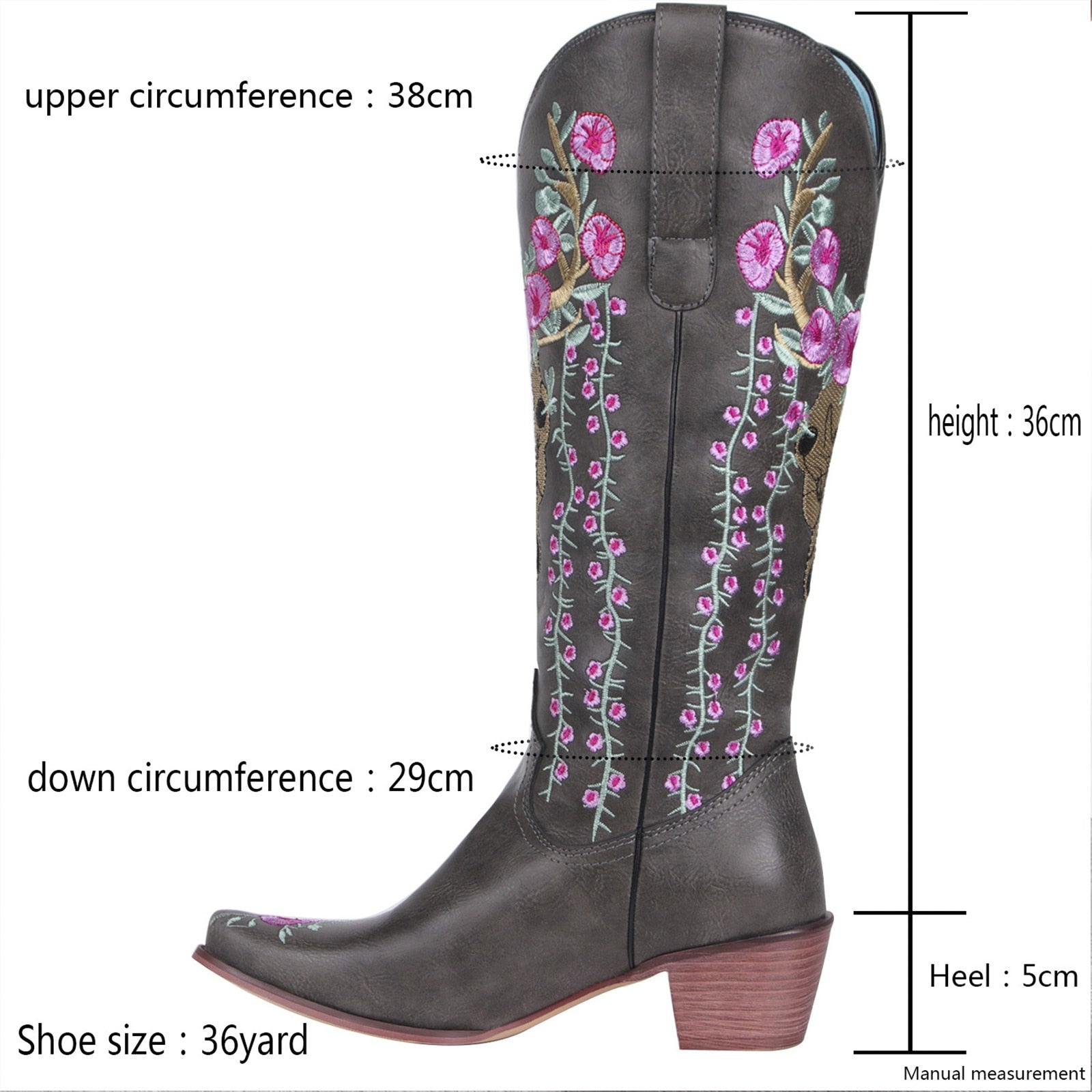 Prints Low Heels Motorcycle Riding Boots Shoes Ladies - LiveTrendsX