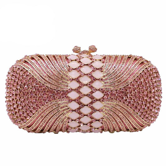Pink Diamond Women Evening Bags Bridal Crystal Clutch Handbags and Purses Wedding Banquet Dinner Minaudiere Bag - LiveTrendsX