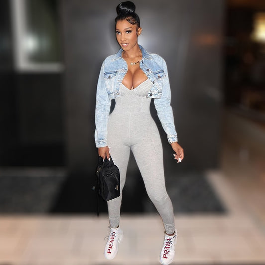 スウィートハートスキニーパンツフィットジャンプスーツ