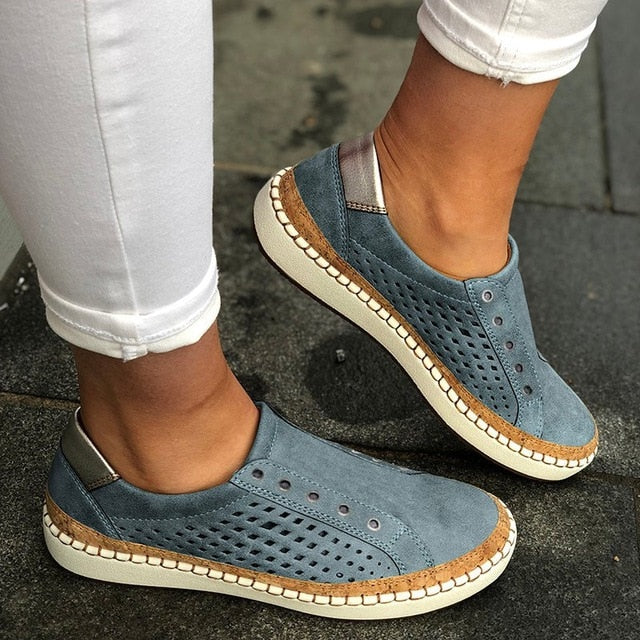 Women Leather Slip-On Sneaker Comfortable Loafers Women Flats Tenis - LiveTrendsX