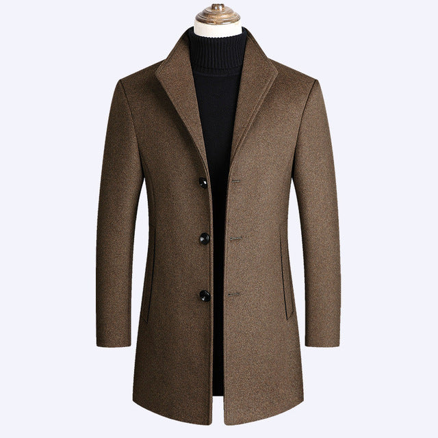Men Wool Blends Coats Autumn Winter New Solid Color High Quality Men's Wool Coats Luxurious Wool Blends Coat Male - LiveTrendsX