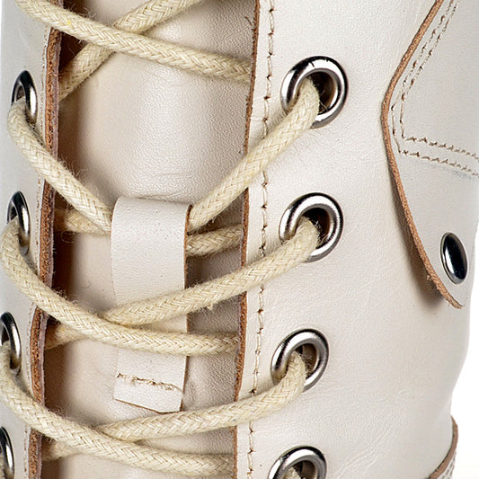 British Style White Real Leather Cross-tied Rivet Knight Boot Comfort Warm Thick Bottom High Heel Knee Boots - LiveTrendsX