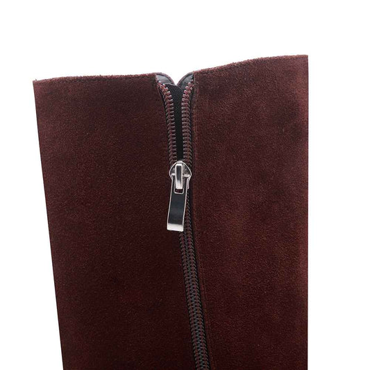 full grain leather zipper limited customization med heels patch work luxury riding rivets knee high boots - LiveTrendsX