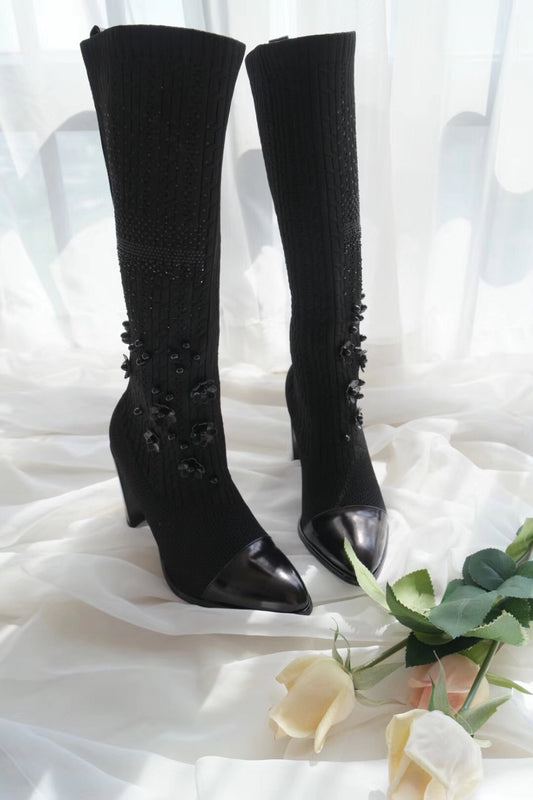 New Style Classic Fashion Design Woman Sexy Knee-High Boots High Heels Women Boots Shoes High Quality Pumps Shoes Winter Boots - LiveTrendsX