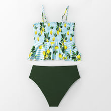 Load image into Gallery viewer, Smocked Green Leaf Print High-Waisted Bikini Sets Women Ruffle Two Pieces Swimsuits 2020 Girl Boho Bathing Suits - LiveTrendsX
