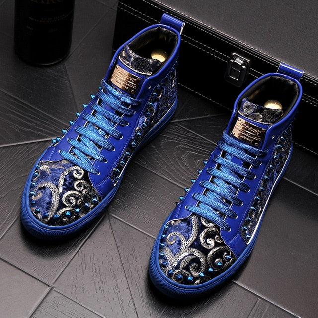 Men Fashion Casual Ankle Boots Spring Autumn Rivets Luxury Brand High Top Sneakers Male High Top Punk Style Shoes - LiveTrendsX
