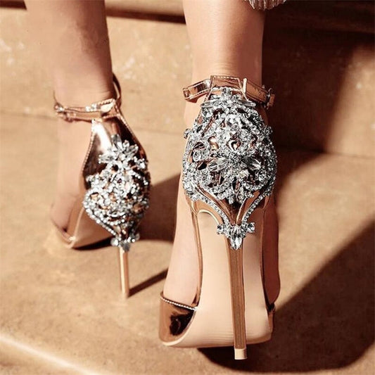 Summer Crystal Glitter woman Sandals Party Pump High Heels Sexy Elegant Rhinestone Stiletto woman shoes Sandals - LiveTrendsX