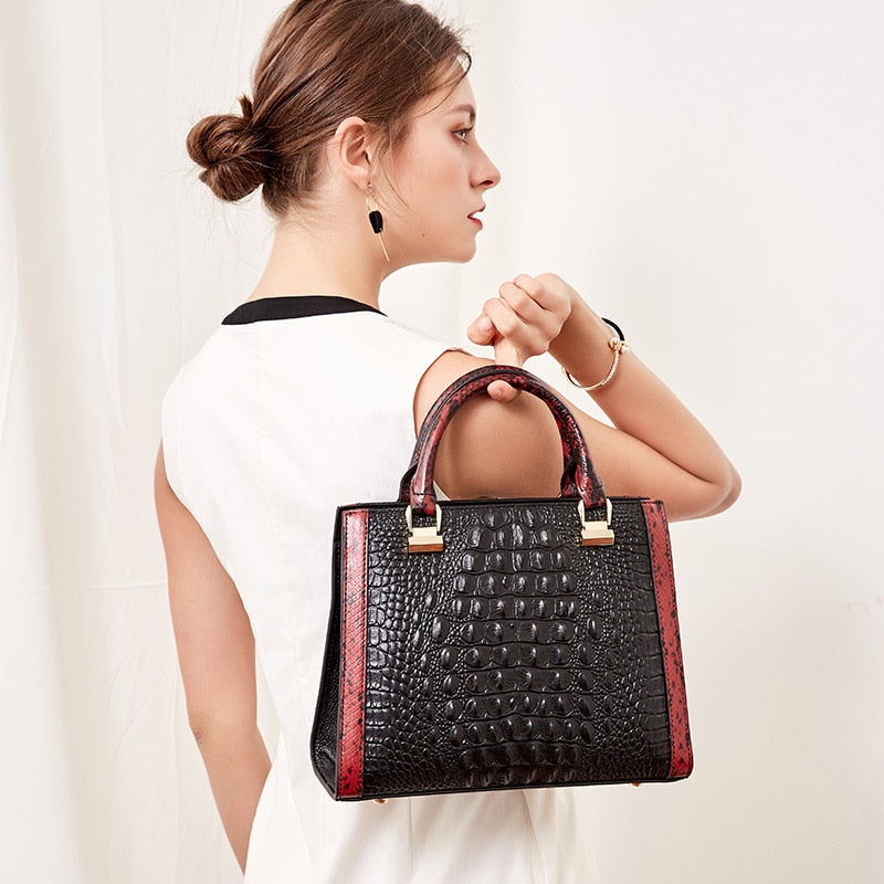 Black Leather Handbag 2019 Crocodile Pattern leather Handbag Luxury Brand Designer Shoulder Bags for Richer Classic Bag - LiveTrendsX