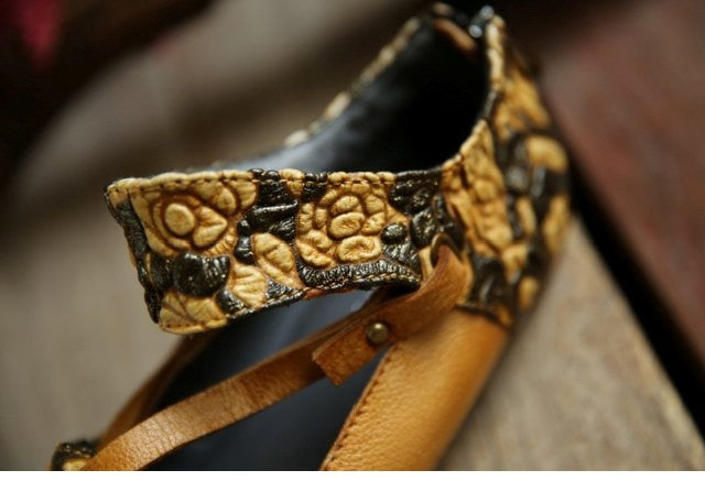 Women Flats Embellished Flower Ballet Flats Genuine Leather Ankle Strap Women Slip On Handmade Women Shoe - LiveTrendsX