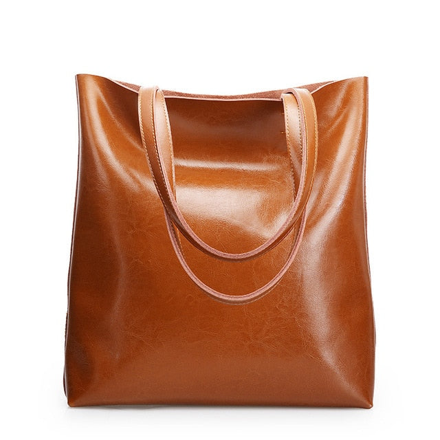 Vintage Real Genuine Leather Handbags Big Women Hand Bags Female Shopper Hangbags High Quality Office Ladies Shoulder Bags - LiveTrendsX