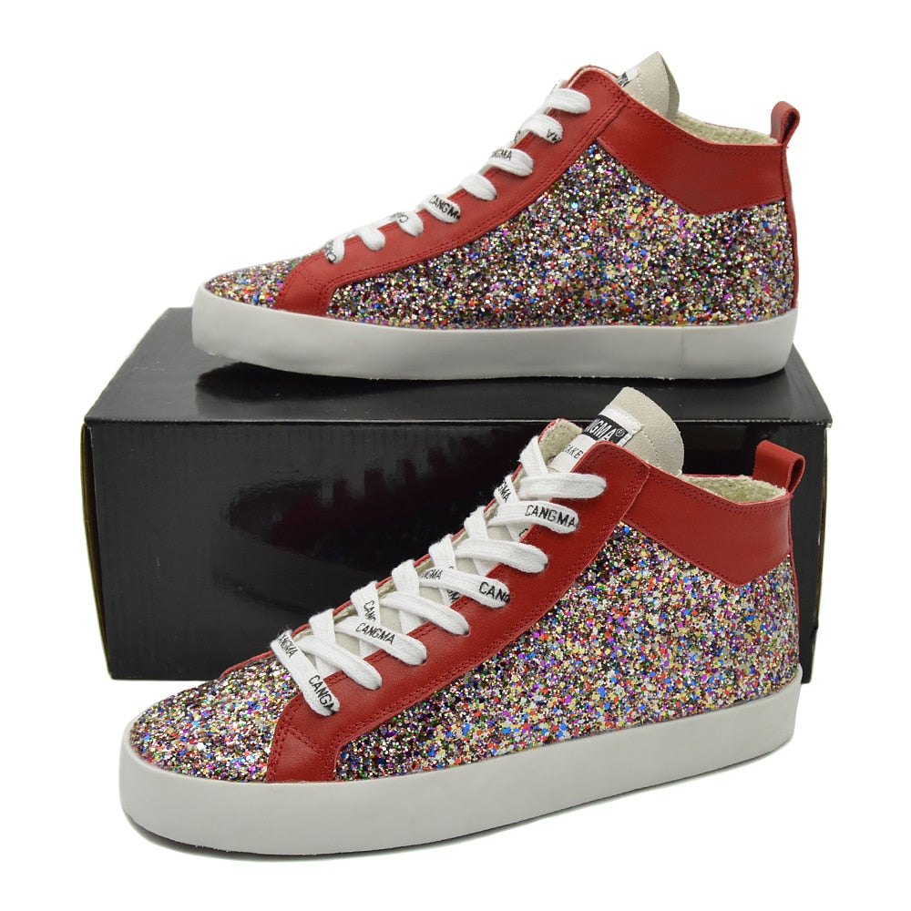 Famous Stylish Woman's Sequined Multi-Colored Shoes  Sneakers Women Glitter Footwear Female Lace Up Casual Shoes - LiveTrendsX