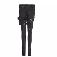 Load image into Gallery viewer, Fashion Women Punk High Waist Full length Pencil skinny Jeans Gothic bag belt  decoration cowboy black pants PUNK RAVE K-295 - LiveTrendsX
