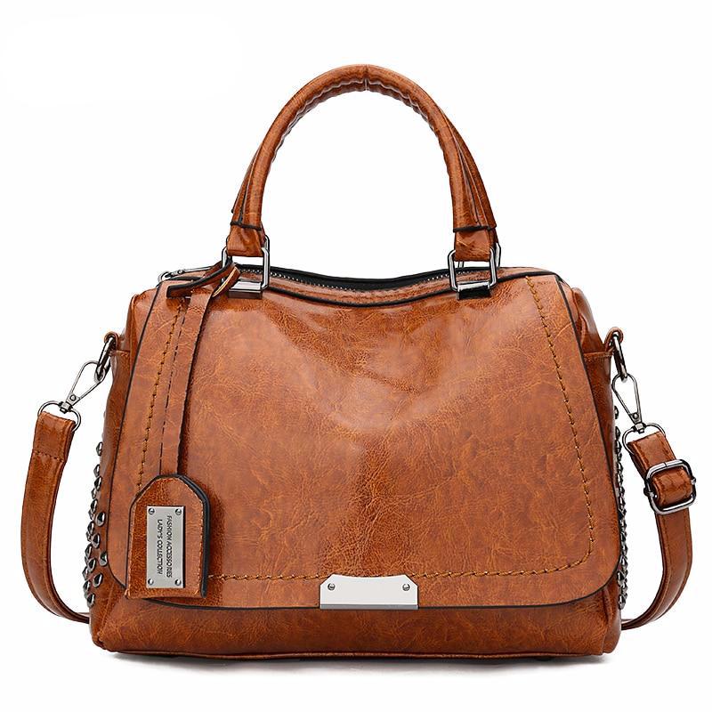 Vintage Rivet Handbags PU Leather Women Bag Sequined Shoulder Bag Designer Women Leather Handbags Luxury Ladies HandBags Sac New - LiveTrendsX