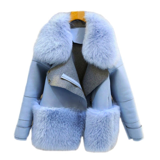 Women Winter New Warm Thicken Faux Fur Coat Tops Female Patchwork Short Fluffy Fake Rabbit Fur Jackets Outerwear - LiveTrendsX