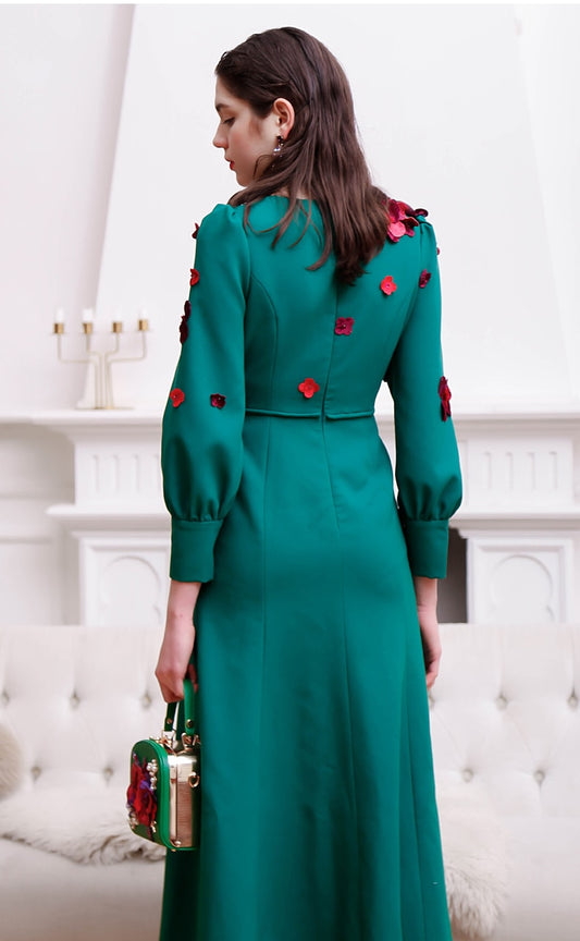 Women's Lantern Sleeve Vintage Flower  Dress