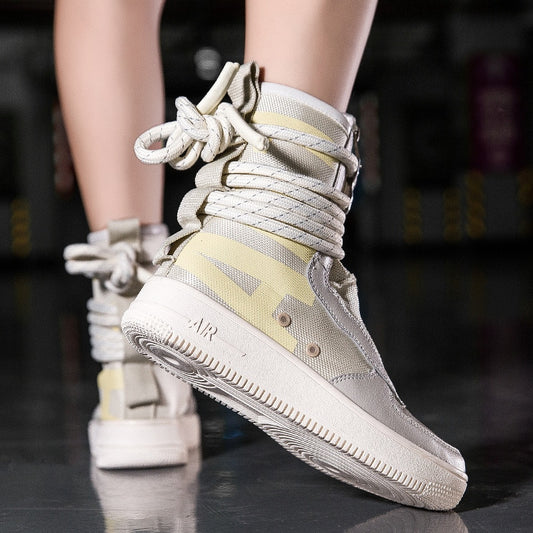 Harajuku Off Women Casual Dad Sneakers White High Top Shoes Female Autumn Unisex Walking Cross-tied Shoes Zapatos Tenis Feminino - LiveTrendsX