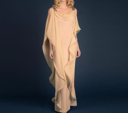 Mother of the Bride Dresses Scoop Beaded Straps Long Chiffon Custom Made Evening Dress for Party Gown - LiveTrendsX